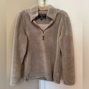 True Grit Taupe Plush Quarter-Zip Teddy Jacket